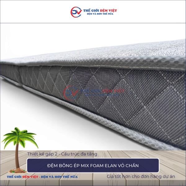 Đệm bông ép mix foam Elan vỏ chần 3